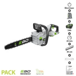 Pack Tronconneuse Electrique Batterie 56v 5ah Chargeur Rapide Ego Power+ Guide Oregon 40 Cm Cs1614e-