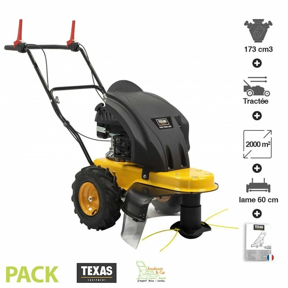 Tondeuse Débroussailleuse à Roues Tractées 3,9cv 173cc Lame 60cm Texas Protrim