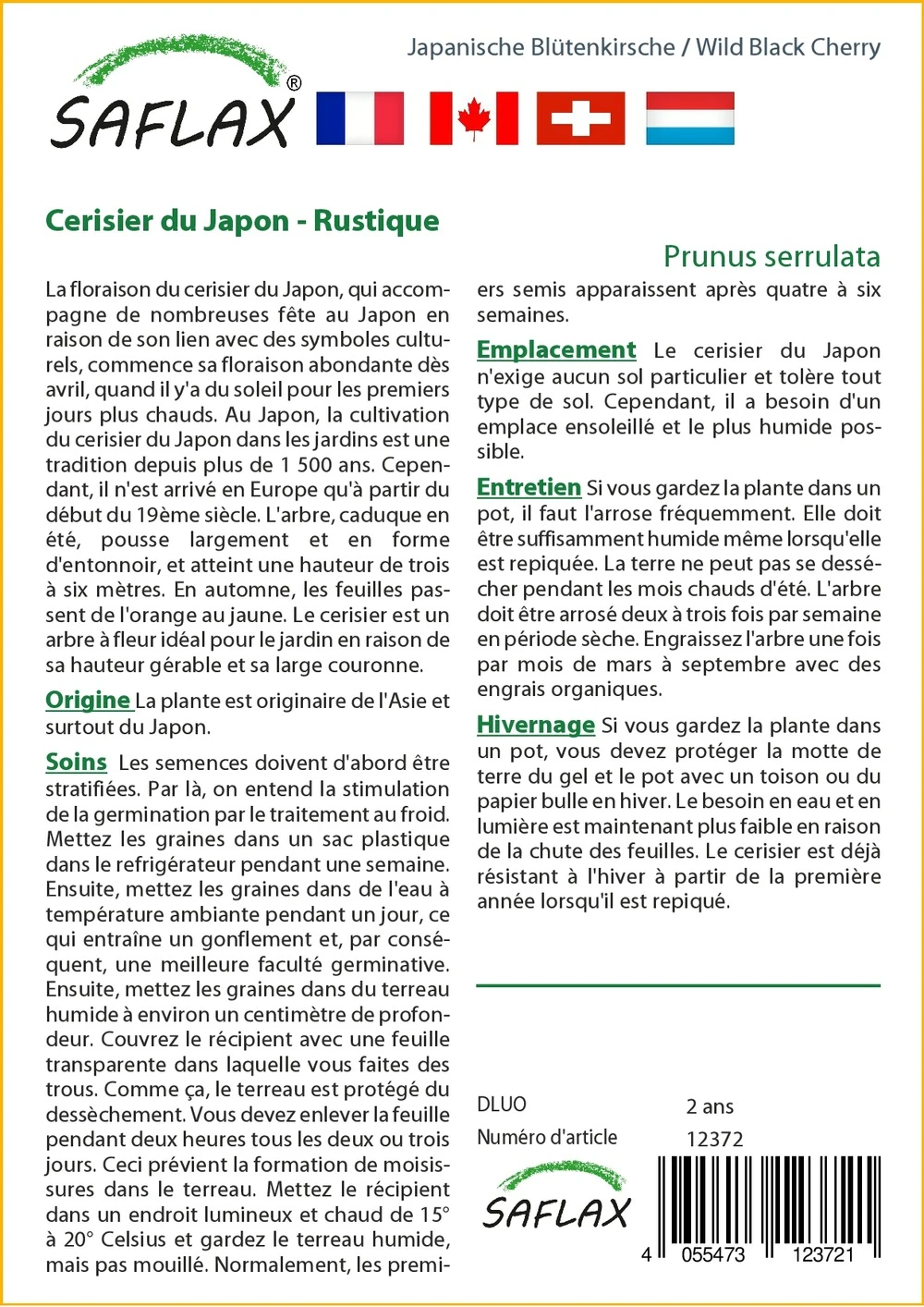 Kit De Culture - Cerisier Du Japon - 30 Graines - Prunus Serrulata – Image 3