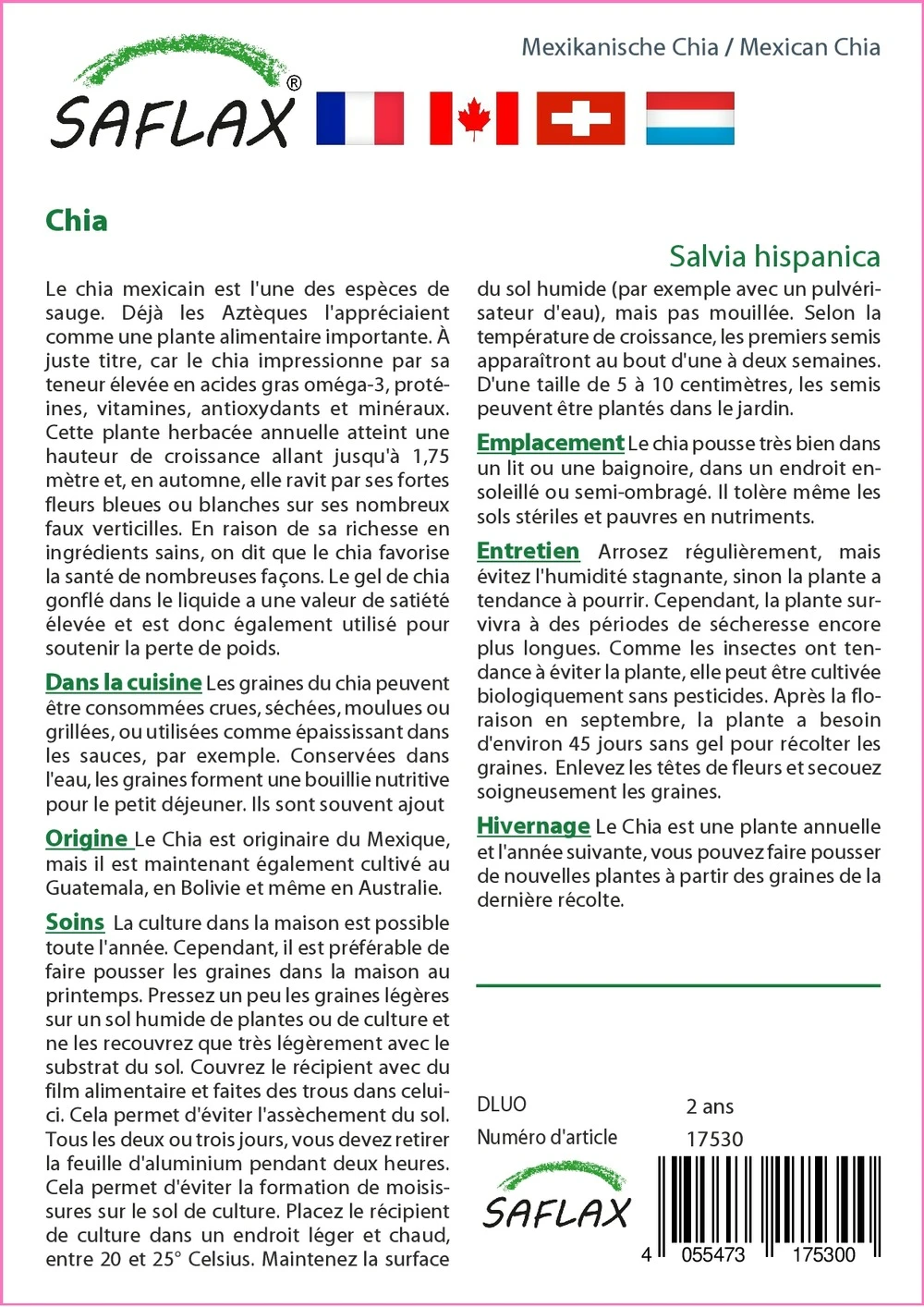 Kit De Culture - Chia - 500 Graines - Salvia Hispanica – Image 3