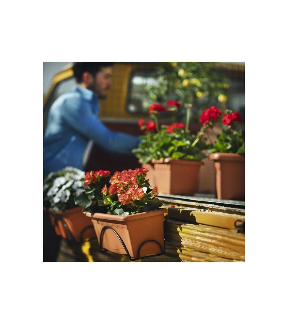Jardiniere 40x20cm Avec Plateau Et Support Balcon - Terracotta – Image 2