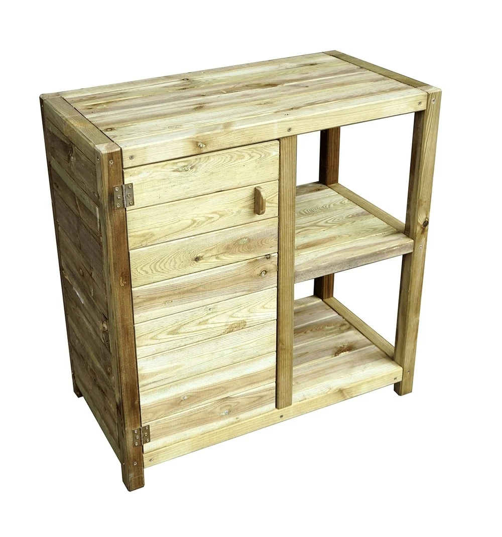 Table De Rempotage Avec étagères Et Porte - Essencia