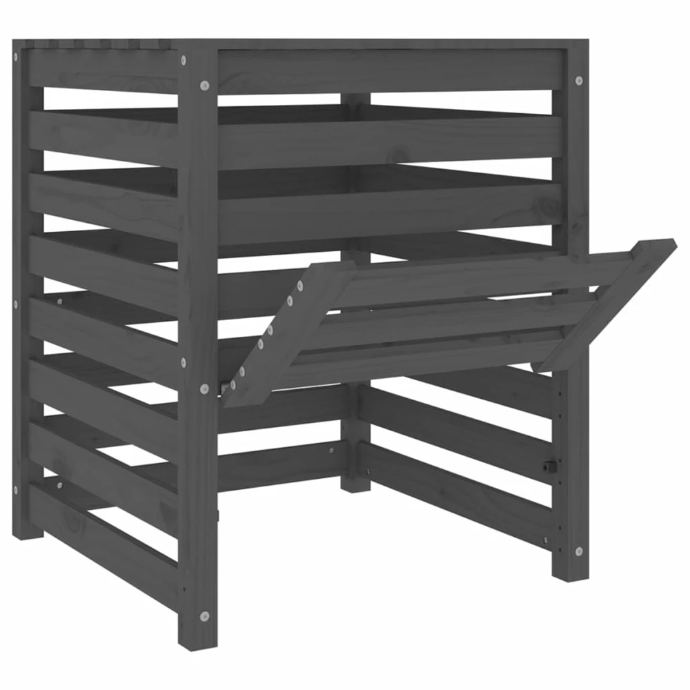 VIDAXL Composteur Gris 63,5x63,5x77,5 Cm Bois Massif De Pin – Image 6