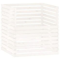 VIDAXL Composteur Blanc 100x100x102 Cm Bois Massif De Pin