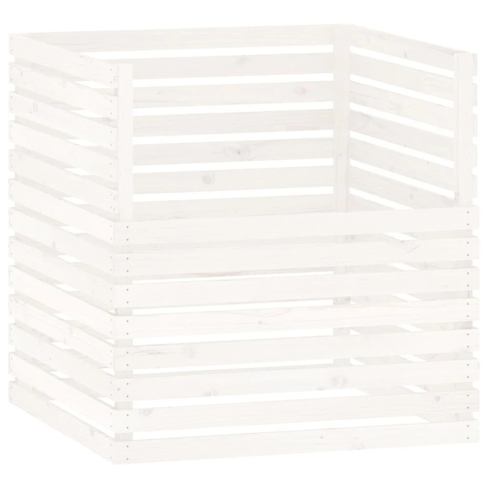 VIDAXL Composteur Blanc 100x100x102 Cm Bois Massif De Pin