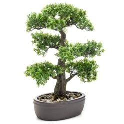 Emerald Mini Bonsaï Ficus Artificiel Sur Plaque Marronne 43 Cm